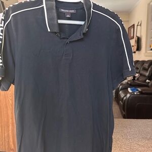 Michael Kors Men's Dark Blue Polo with White Accents